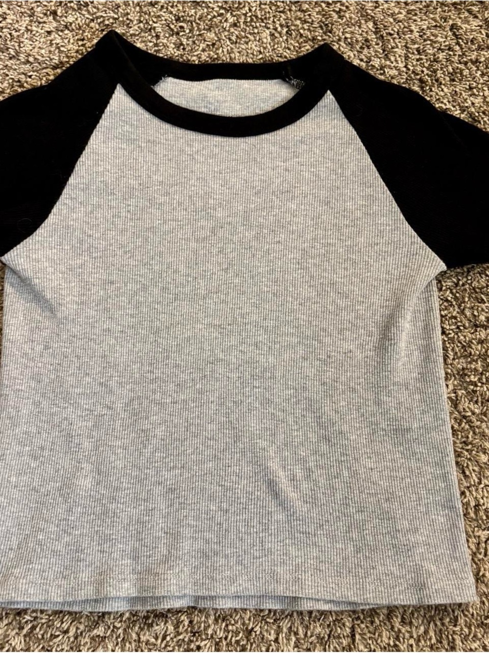 Brandy Melville Black & Light Gray Raglan Short Sleeve Tee
